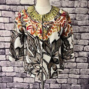 Chico's Multicolored Fully Lined 3/4 Sleeve Jacket Size M